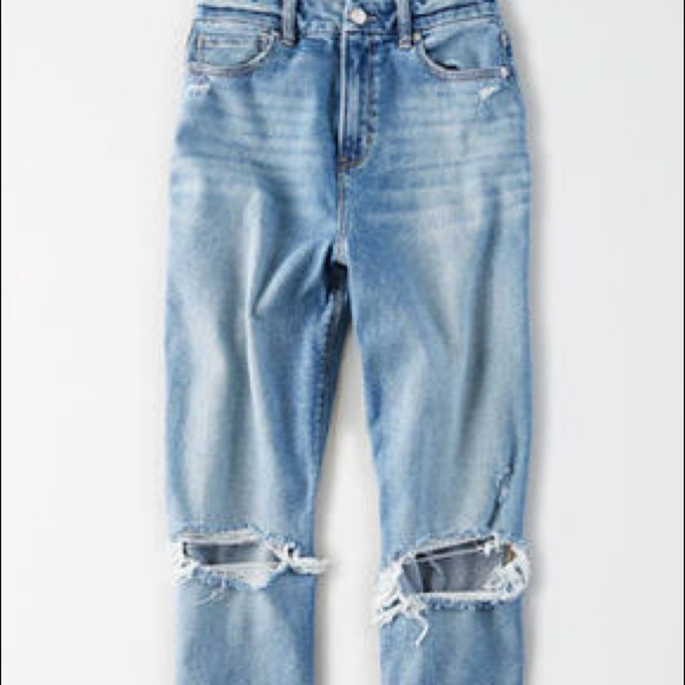AE Stretch Ripped Curvy Mom Jeans